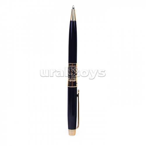 Набор ручек подарочных Венецианский синий 1 мм 2 пр.набор: шариковая ручка, перьевая ручка металл черный
