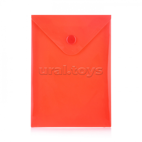 Папка-конверт на кнопке A6 (105x148 мм) 180 мкм, непрозрачная ассорти (красная, синяя, зеленая, желтая) клапан по короткой стороне