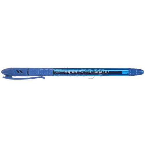 Ручка шариковая Q.line Синяя 0,7мм с колпачком и клипом игольч. пишущ. узел чернила на масл.основе с резиновым грипом 12шт. в картонной коробке