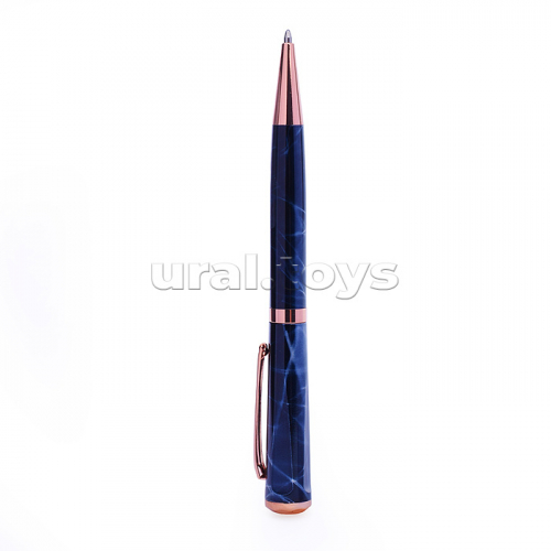 Ручка шариковая с поворотным механизмом PEARL BLB, синяя, пулевидный пиш.узел 0,7 мм, корпус металлический, сменный стержень 99 мм типа Parker, подарочная упаковка
