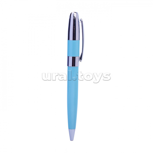 Ручка шариковая с поворотным механизмом SPIRIT BL, синяя, пулевидный пиш.узел 0,7 мм, корпус металлический, сменный стержень 99 мм типа Parker, подарочная упаковка
