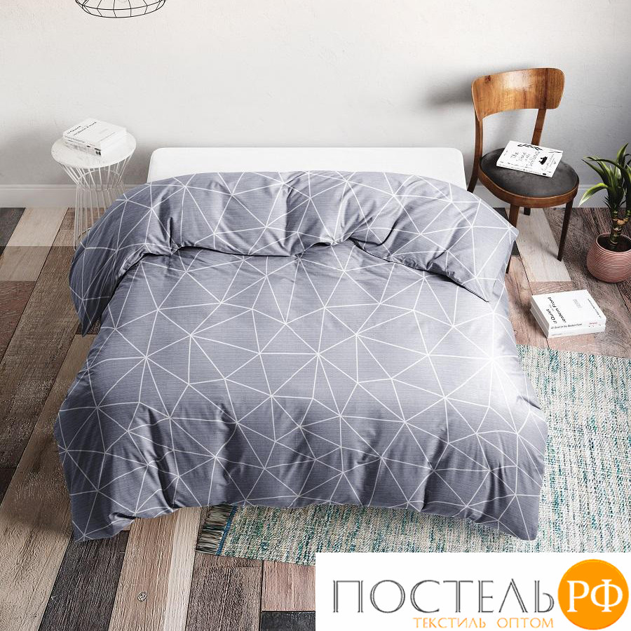 Пододеяльник Ночь Нежна Грань (серый) 7352-2 Поплин 2 сп. 215х175 полоса новая