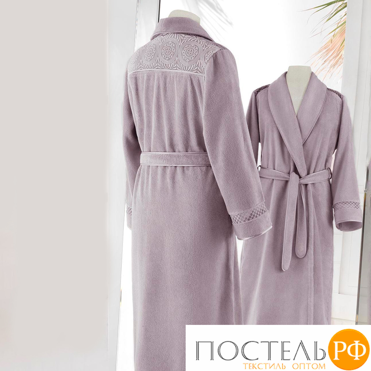 1013G10038116S Халат женский Soft cotton QUEEN лиловый S