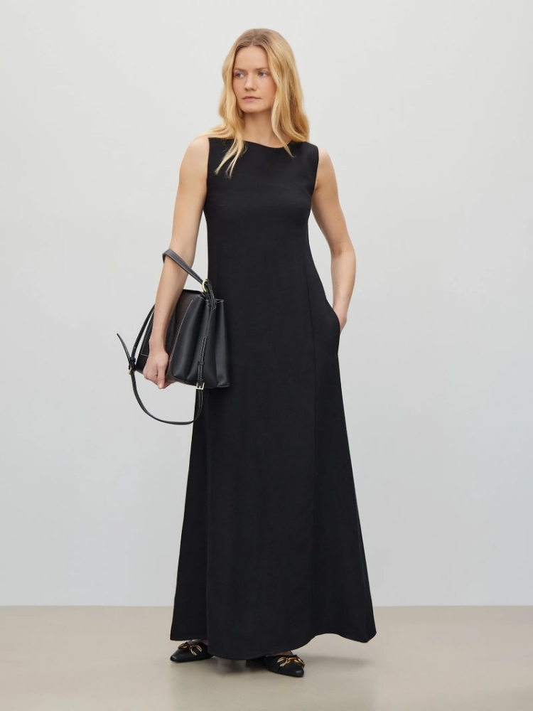 Платье приталенного силуэта ,
75% вискоза, 25% лен ,