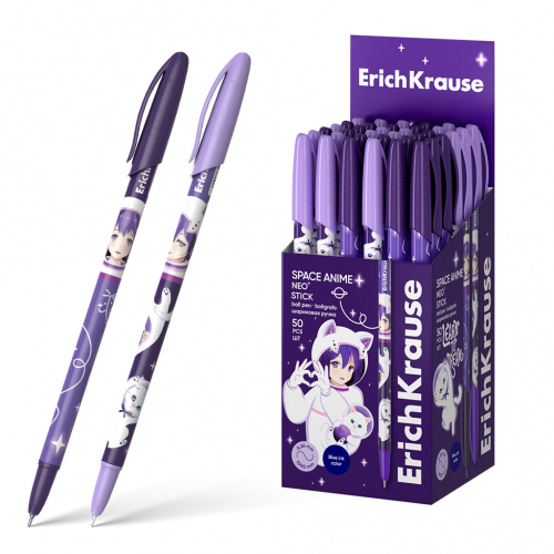 Ручка шариковая ErichKrause Neo® Stick Space Anime 0.7,  Super Glide Technology, цвет чернил синий (в коробке по 50 шт.)