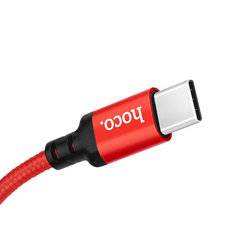 Кабель Hoco X 14 USB A, Type-C, нейлон, черно-красный в коробке, 1м (33)