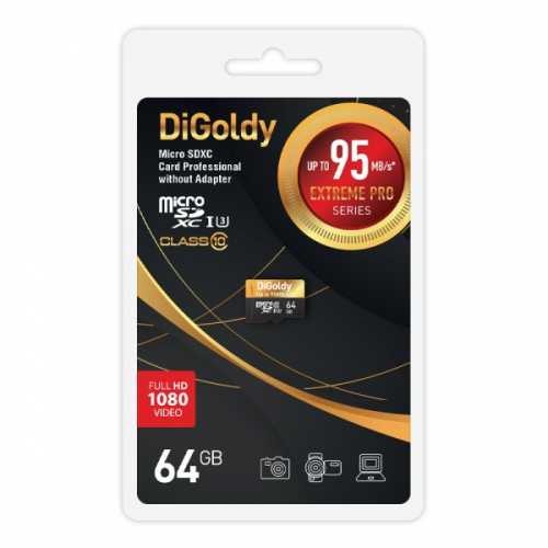 Карта памяти 128 GB DiGoldy Premium U3 95 Mb/s (micro SDXC, class10) без адаптера