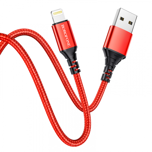 Кабель Borofone BX 54 USB A, Lightning, нейлон, 2.4А, красный, 1м, в коробке (360)