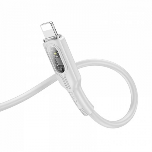 Кабель Hoco U120 USB A, Lightning, ПВХ, индикаторы зарядки, серый, 1,2м в коробке