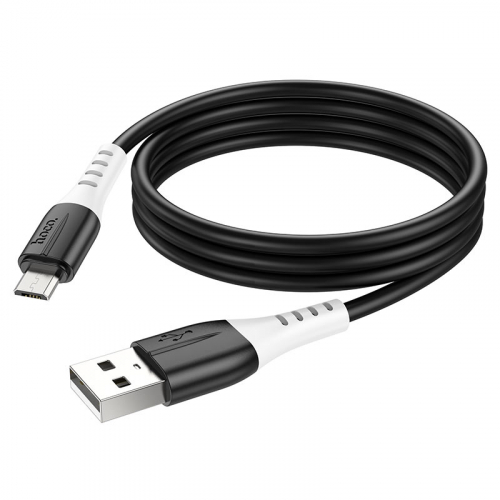 Кабель Hoco X 82 USB A, microUSB B, силикон, круглый, 2,4A, черный, 1м