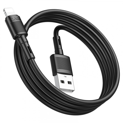 Кабель Hoco X 83 USB A, Lightning, ПВХ, черный 1м, 2.4A (33)