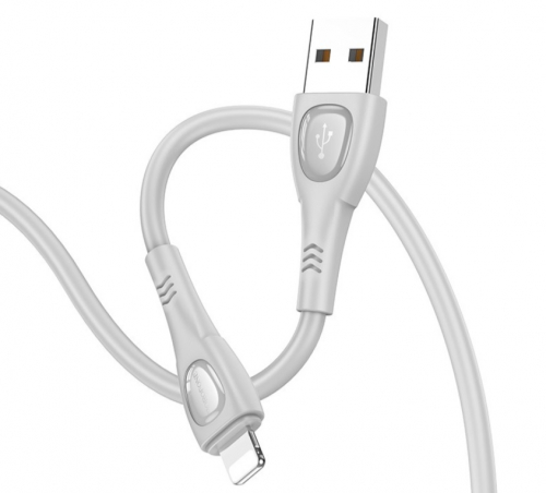 Кабель Borofone BX 98 USB A, Lightning, ПВХ, 2.4А, серый, 1м, в коробке