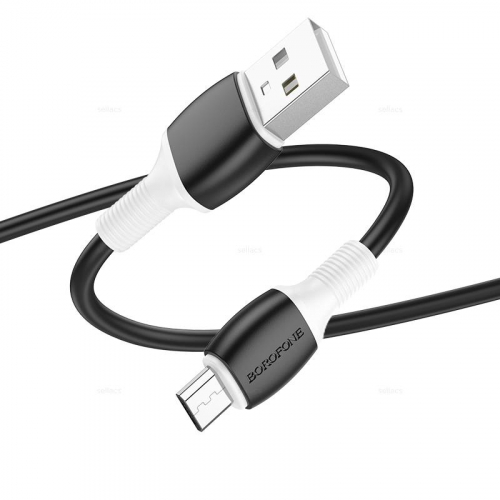 Кабель Borofone BX 84 USB A, microUSB B, ПВХ, 2,4А, черный в коробке,1м (360)