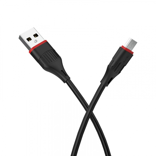 Кабель Borofone BX 17 USB A, microUSB B, ПВХ, 2.4А, черный в коробке,1м (648)