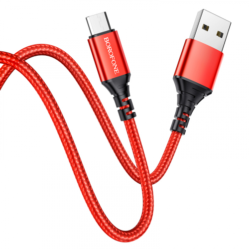 Кабель Borofone BX 54 USB A, microUSB B, нейлон, 2,4А, красный в коробке,1м (360)