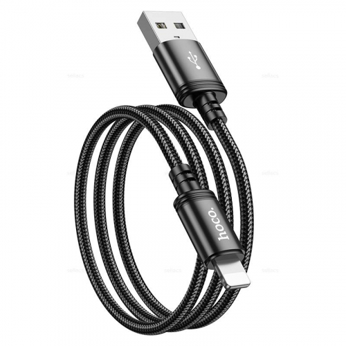 Кабель Hoco X 89 USB A, Lightning, нейлон, черный, 1м, в коробке