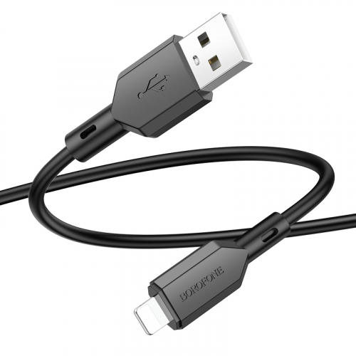 Кабель Borofone BX 70 USB A, Lightning, ПВХ, 2.4А, черный, 1м, в коробке