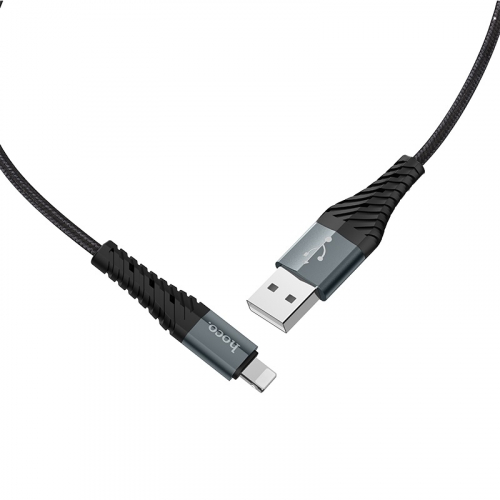 Кабель Hoco X 38 USB A, Lightning, нейлон, мет.разъем, 1м черный (30)