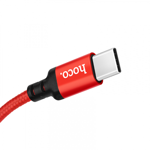 Кабель Hoco X 14 USB A, Type-C, нейлон, черно-красный в коробке, 1м (33)