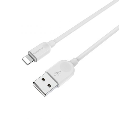 Кабель Borofone BX 14 USB A, Lightning, ПВХ, 2.4А, белый, 3м, в коробке (360)