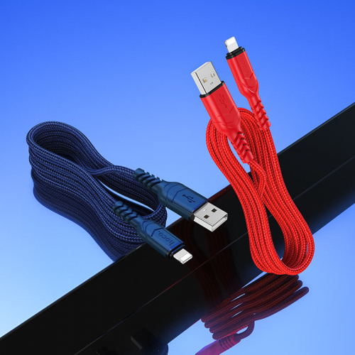 Кабель Hoco X 59 USB A, Lightning, нейлон, синий 2м, в коробке (33)