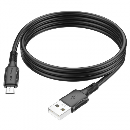 Кабель Borofone BX 80 USB A, microUSB B, ПВХ, 2,4А, черный в коробке,1м