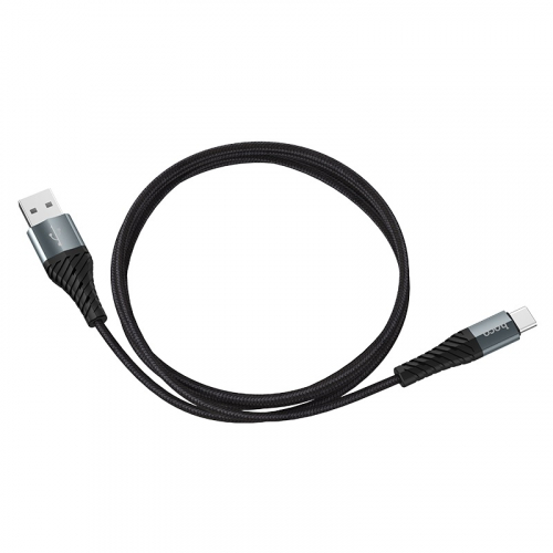 Кабель Hoco X 38 USB A, Type-C, нейлон, 3A, чёрный в коробке, 1м (30)