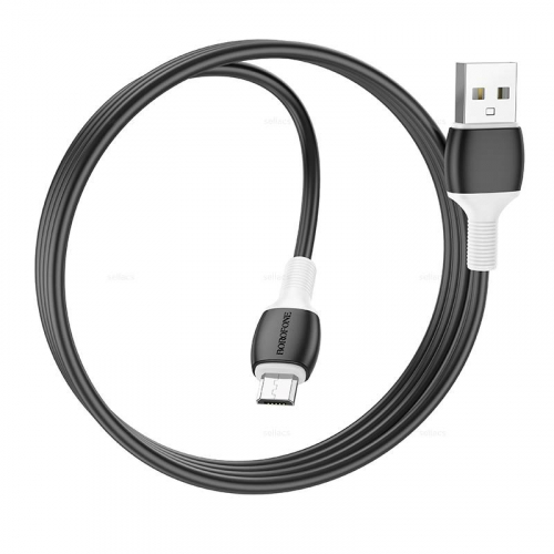 Кабель Borofone BX 84 USB A, microUSB B, ПВХ, 2,4А, черный в коробке,1м (360)