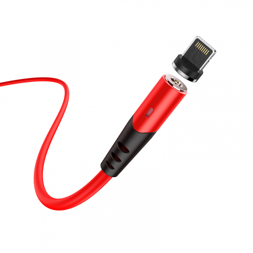 Кабель Hoco X 60 USB A, Lightning, магнитный, ПВХ, красный в коробке,1м