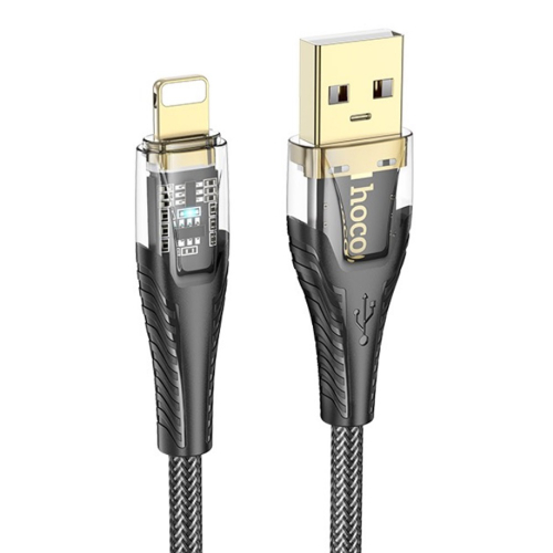 Кабель Hoco U121 USB A, Lightning, нейлон 2,4A, черный, 1,2м