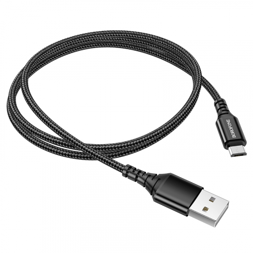 Кабель Borofone BX 54 USB A, microUSB B, нейлон, 2,4А, черный в коробке,1м (360)