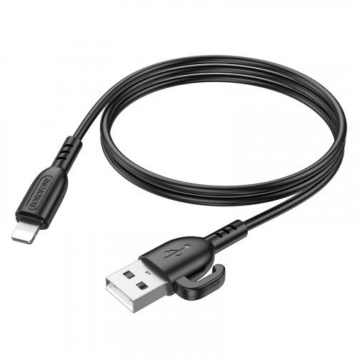 Кабель Borofone BX 91 USB A, Lightning, ПВХ, 2.4А, черный, 1м, в коробке