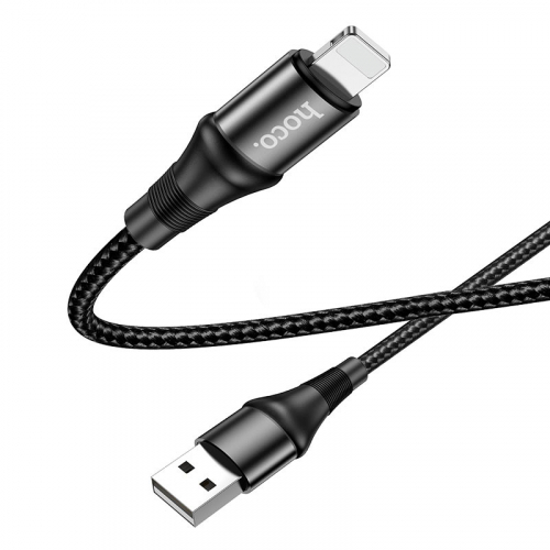 Кабель Hoco X 50 USB A, Lightning, нейлон, мет.разъем, 2,4 A, 1м черный (31)