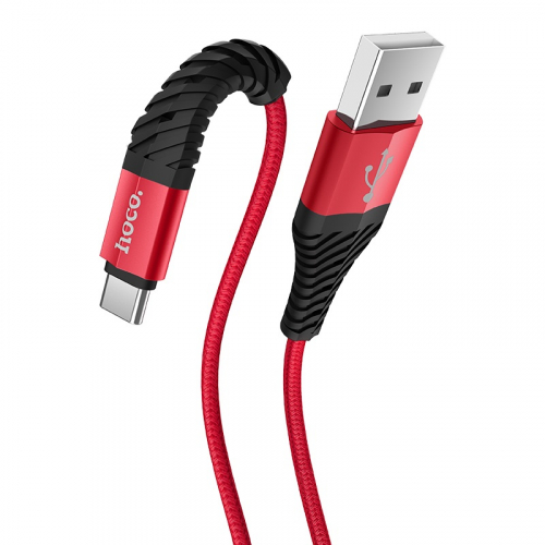 Кабель Hoco X 38 USB A, Type-C, нейлон, 3A, красный в коробке, 1м (30)