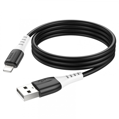 Кабель Hoco X 82 USB A, Lightning, силикон, 2.4А, черный, 1м, в коробке