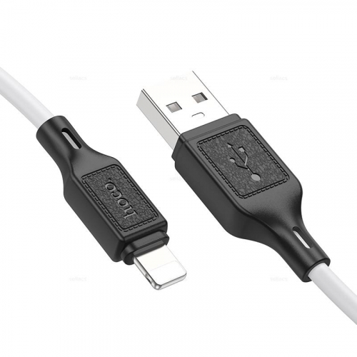 Кабель Hoco X 90 USB A, Lightning, силикон, белый 1м, 2.4A (37)