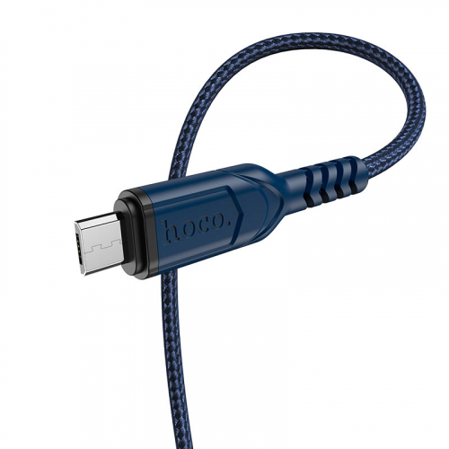 Кабель Hoco X 59 USB A, microUSB B, нейлон, 2,4A, синий 2м, в коробке (30)