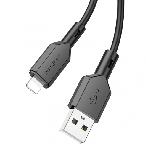 Кабель Borofone BX 70 USB A, Lightning, ПВХ, 2.4А, черный, 1м, в коробке