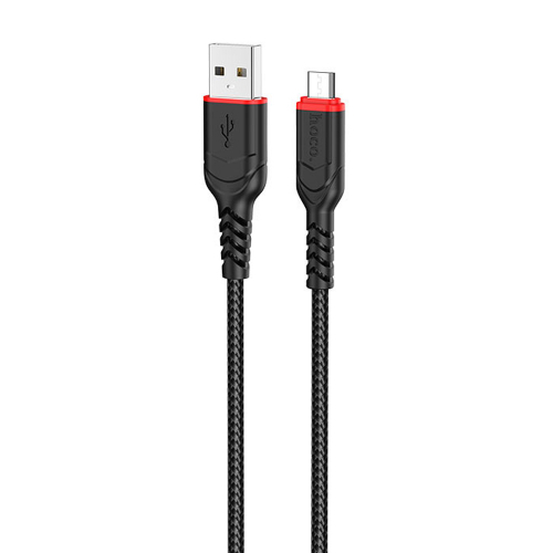 Кабель Hoco X 59 USB A, microUSB B, нейлон, 2,4A, черный 2м, в коробке (30)