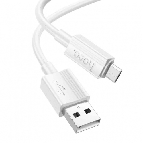 Кабель Hoco X107 USB A, microUSB B, ПВХ, 2,4A, белый 1м, в коробке (31)