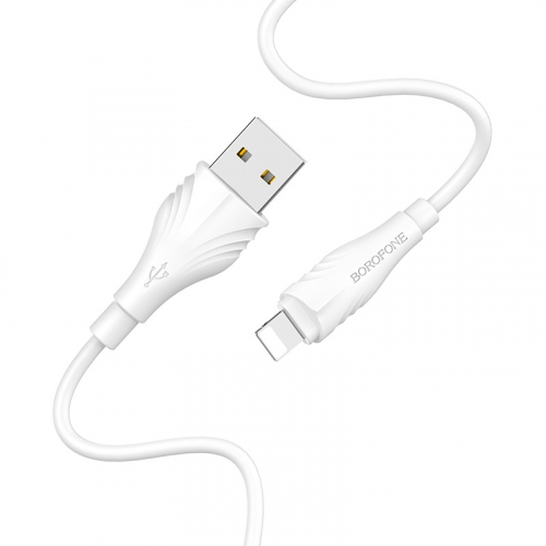 Кабель Borofone BX 18 USB A, Lightning, ПВХ, 2.4А, белый, 2м, в коробке (720)