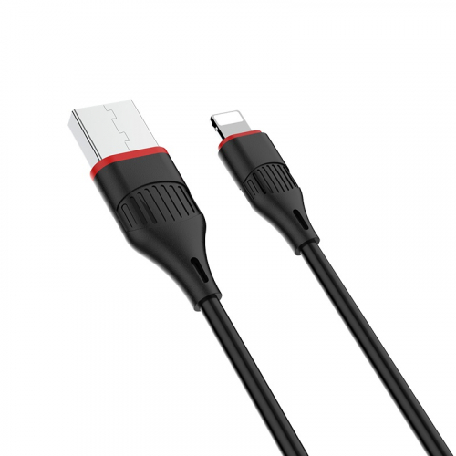 Кабель Borofone BX 17 USB A, Lightning, ПВХ, 2А, черный, 1м, в коробке (720)