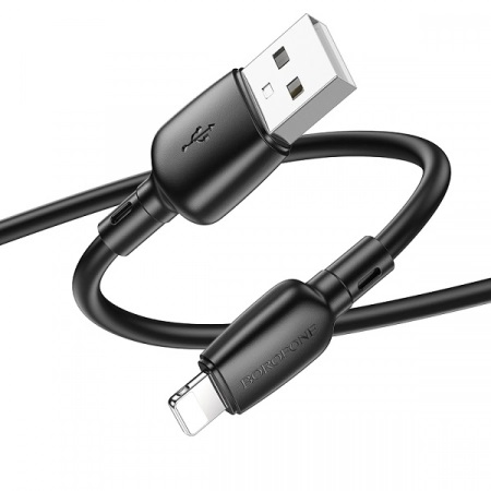 Кабель Borofone BX 93 USB A, Lightning, ПВХ, черный 1м, 2.4A