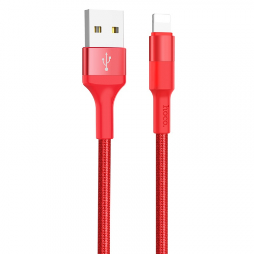 Кабель Hoco X 26 USB A, Lightning, нейлон, мет.разъем, fast charge (9V2A), красный,1м (30)