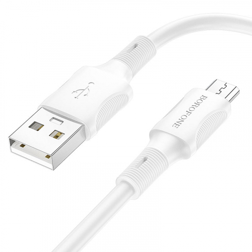 Кабель Borofone BX 80 USB A, microUSB B, ПВХ, 2,4А, белый в коробке,1м