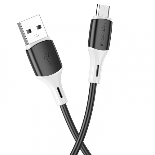 Кабель Borofone BX 79 USB A, microUSB B, силикон, 2,4А, черный в коробке,1м