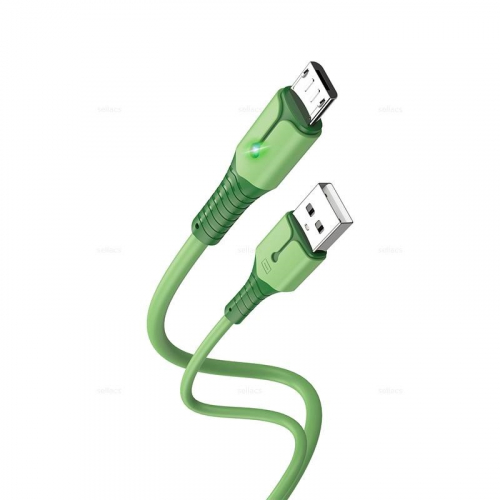 Кабель Jokade JA015 USB A, microUSB B, силикон, 5А, зеленый, 1м, коробка