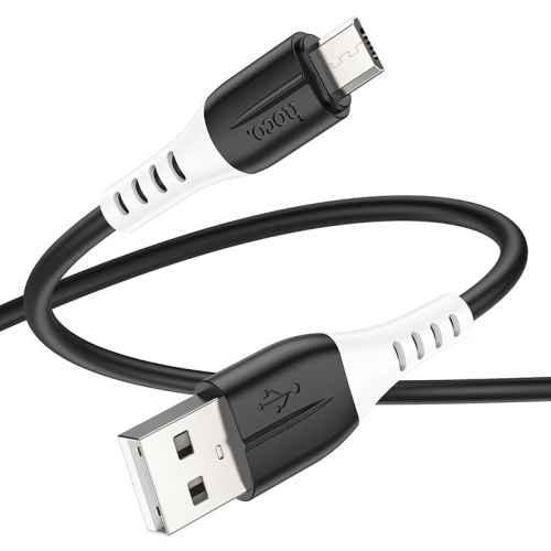 Кабель Hoco X 82 USB A, microUSB B, силикон, круглый, 2,4A, черный, 1м