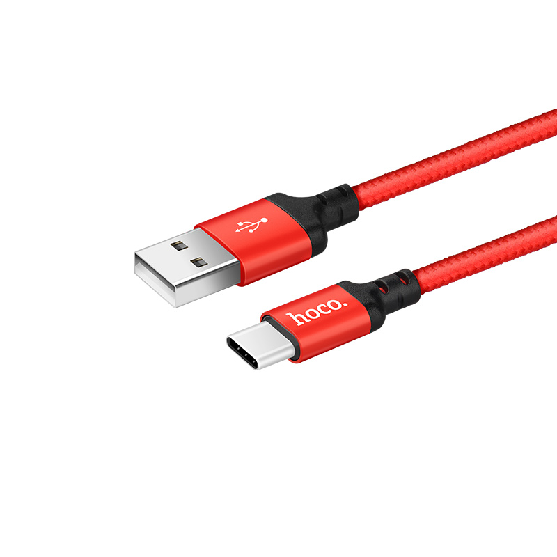 Кабель Hoco X 14 USB A, Type-C, нейлон, черно-красный в коробке, 1м (33)