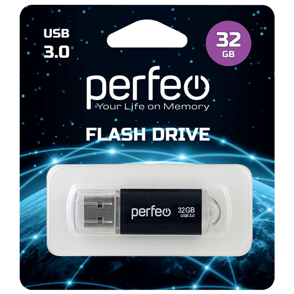 Флэш-диск USB Perfeo 32 GB C14 black metal USB 3.0